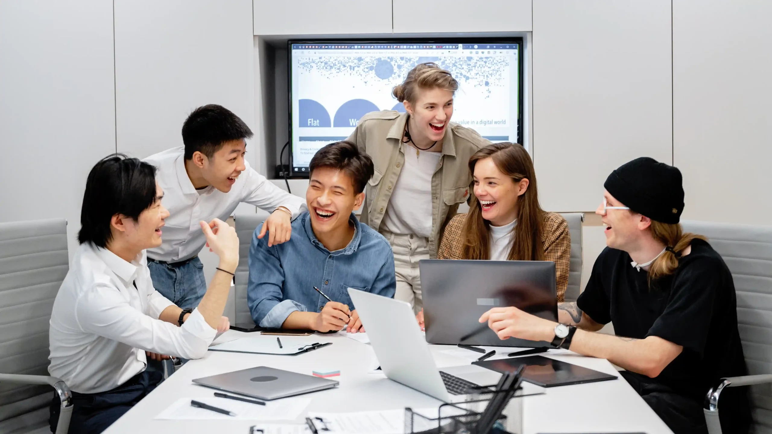 AI tech specialists enjoying their brainstorming at the office